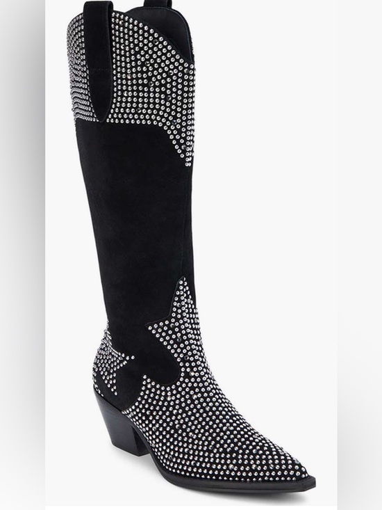 Coconuts by Matisse Shoes - Mattise Dumplin Black  Knee-High studded cowboy Boots 7